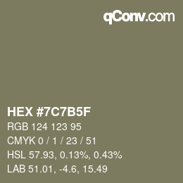 Farbcode: HEX #7C7B5F | qconv.com