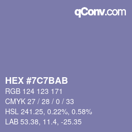 Color code: HEX #7C7BAB | qconv.com