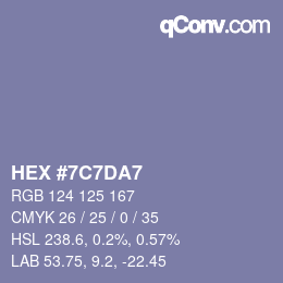 Farbcode: HEX #7C7DA7 | qconv.com