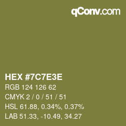 カラーコード: HEX #7C7E3E | qconv.com