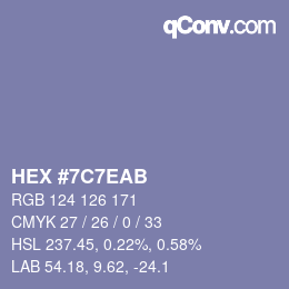 Color code: HEX #7C7EAB | qconv.com