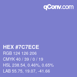 Color code: HEX #7C7ECE | qconv.com