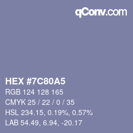 カラーコード: HEX #7C80A5 | qconv.com