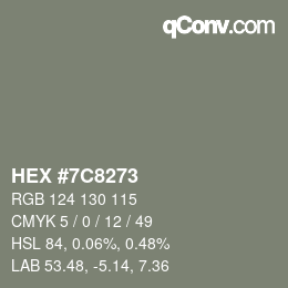 Farbcode: HEX #7C8273 | qconv.com
