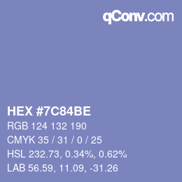 カラーコード: HEX #7C84BE | qconv.com