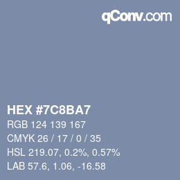 颜色代码: HEX #7C8BA7 | qconv.com