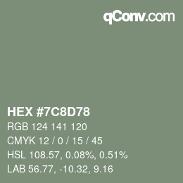 Código de color: HEX #7C8D78 | qconv.com