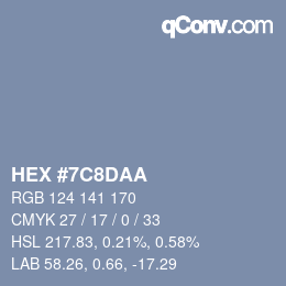 Color code: HEX #7C8DAA | qconv.com