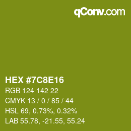 カラーコード: HEX #7C8E16 | qconv.com