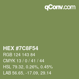 Código de color: HEX #7C8F54 | qconv.com