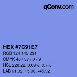 Color code: HEX #7C91E7 | qconv.com