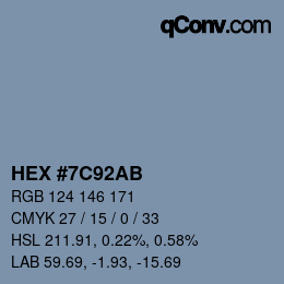 Color code: HEX #7C92AB | qconv.com