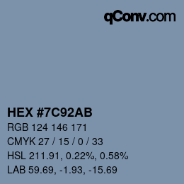 Color code: HEX #7C92AB | qconv.com