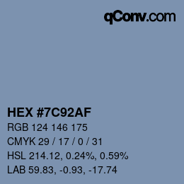 Color code: HEX #7C92AF | qconv.com