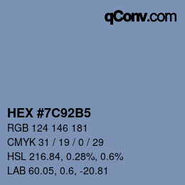 カラーコード: HEX #7C92B5 | qconv.com