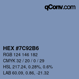 Color code: HEX #7C92B6 | qconv.com
