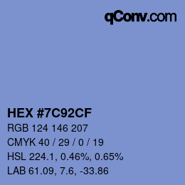 Color code: HEX #7C92CF | qconv.com