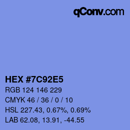 颜色代码: HEX #7C92E5 | qconv.com
