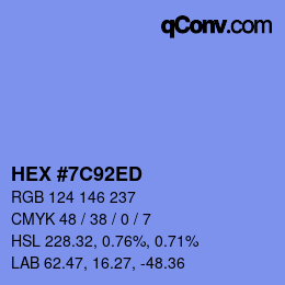 カラーコード: HEX #7C92ED | qconv.com