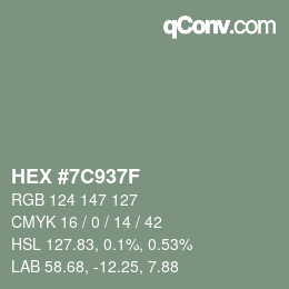 Color code: HEX #7C937F | qconv.com