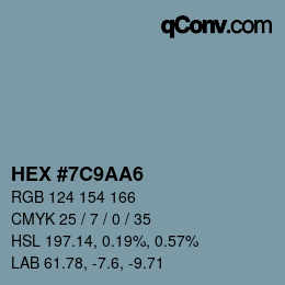 Farbcode: HEX #7C9AA6 | qconv.com