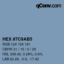 Color code: HEX #7C9AB5 | qconv.com