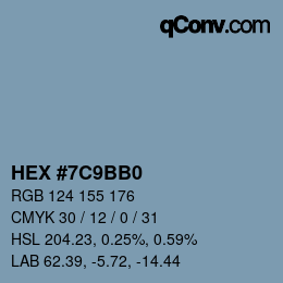 カラーコード: HEX #7C9BB0 | qconv.com