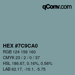Color code: HEX #7C9CA0 | qconv.com
