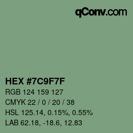 カラーコード: HEX #7C9F7F | qconv.com