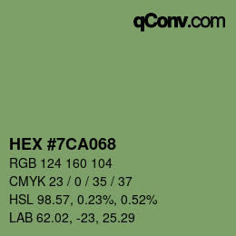 颜色代码: HEX #7CA068 | qconv.com