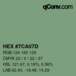 Color code: HEX #7CA07D | qconv.com