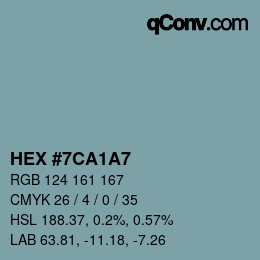 Farbcode: HEX #7CA1A7 | qconv.com