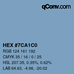 カラーコード: HEX #7CA1C0 | qconv.com
