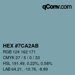 Color code: HEX #7CA2AB | qconv.com