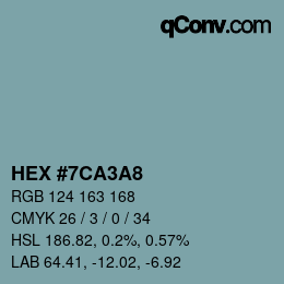 颜色代码: HEX #7CA3A8 | qconv.com