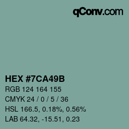 Color code: HEX #7CA49B | qconv.com