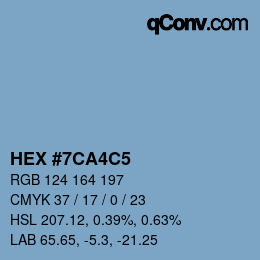 カラーコード: HEX #7CA4C5 | qconv.com