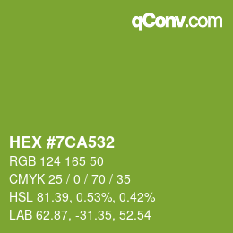 カラーコード: HEX #7CA532 | qconv.com