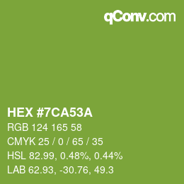 カラーコード: HEX #7CA53A | qconv.com