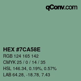 颜色代码: HEX #7CA58E | qconv.com