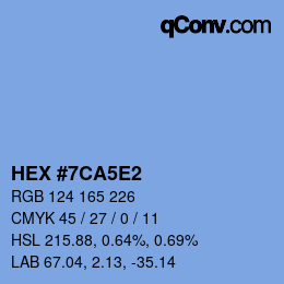カラーコード: HEX #7CA5E2 | qconv.com