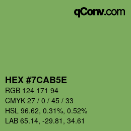Color code: HEX #7CAB5E | qconv.com
