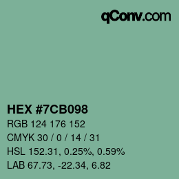 カラーコード: HEX #7CB098 | qconv.com