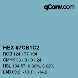颜色代码: HEX #7CB1C2 | qconv.com