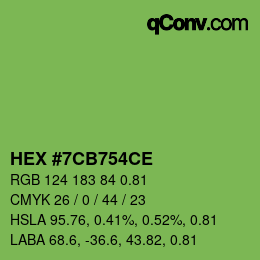 颜色代码: HEX #7CB754CE | qconv.com