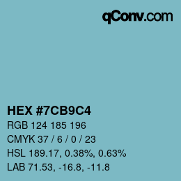 颜色代码: HEX #7CB9C4 | qconv.com