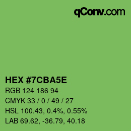 Code couleur: HEX #7CBA5E | qconv.com