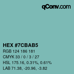 Color code: HEX #7CBAB5 | qconv.com