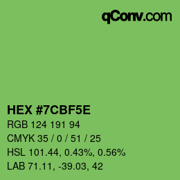 Farbcode: HEX #7CBF5E | qconv.com