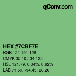 Color code: HEX #7CBF7E | qconv.com